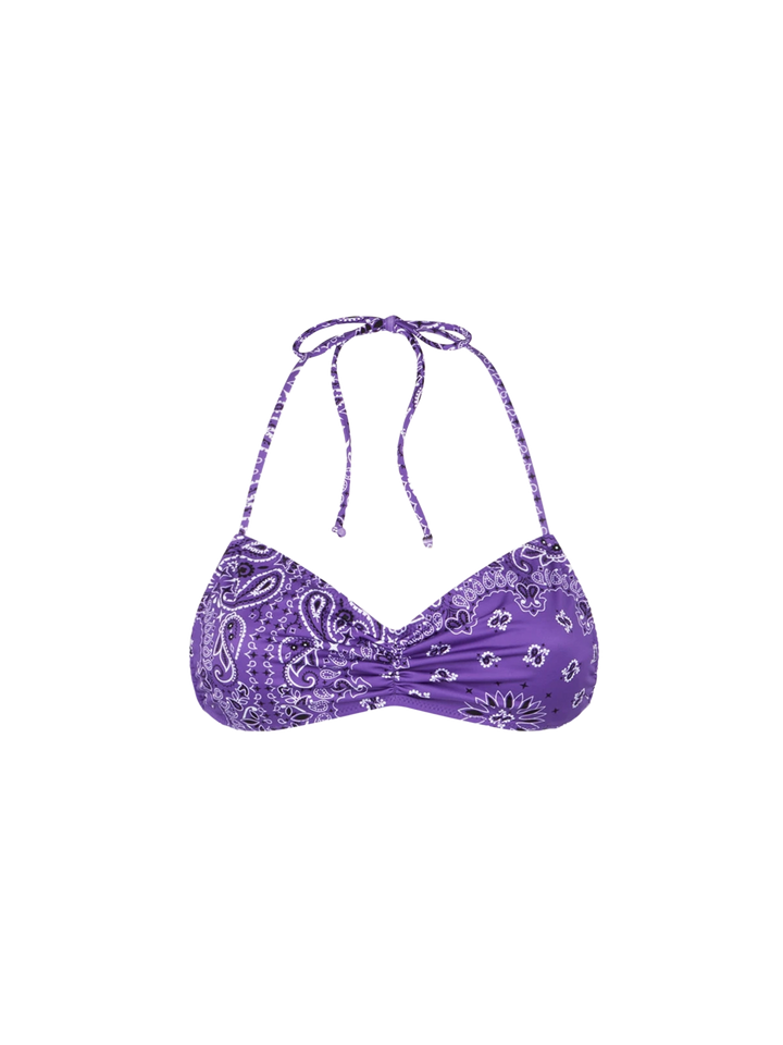 Top bikini Levante fascia con fantasia bandana viola