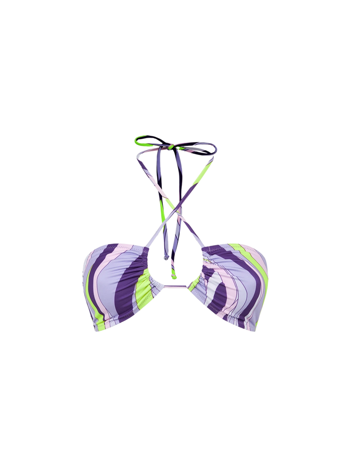 Dahlia multicolor wave pattern bandeau bikini top