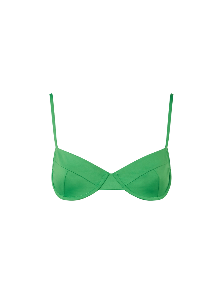 Top bikini Bea bralette con ferretto verde tinta unita