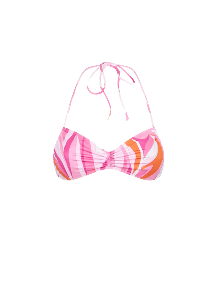 Levante wave print bandeau bikini top