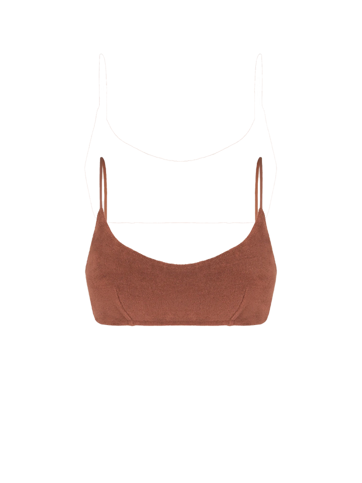 Brown Judy terry bralette bikini top