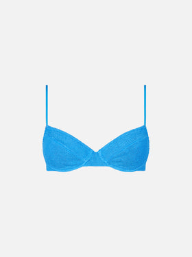 Woman bluette crinkle underwired bralette swimsuit - MC2 Saint Barth