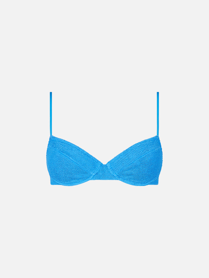 Woman bluette crinkle underwired bralette swimsuit - MC2 Saint Barth