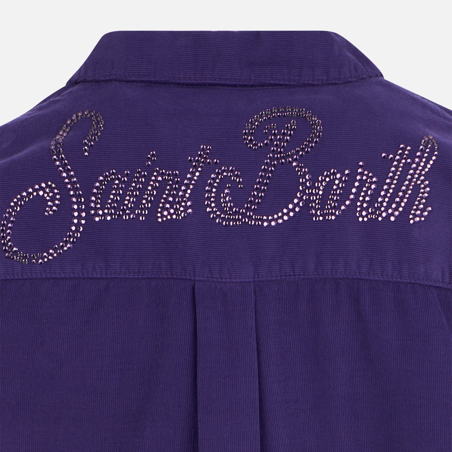 Girl velvet overshirt with Saint Barth rhinestones print - MC2 Saint Barth