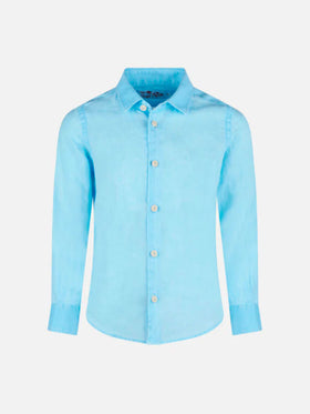 Water color light blue kid linen shirt Agnes - MC2 Saint Barth