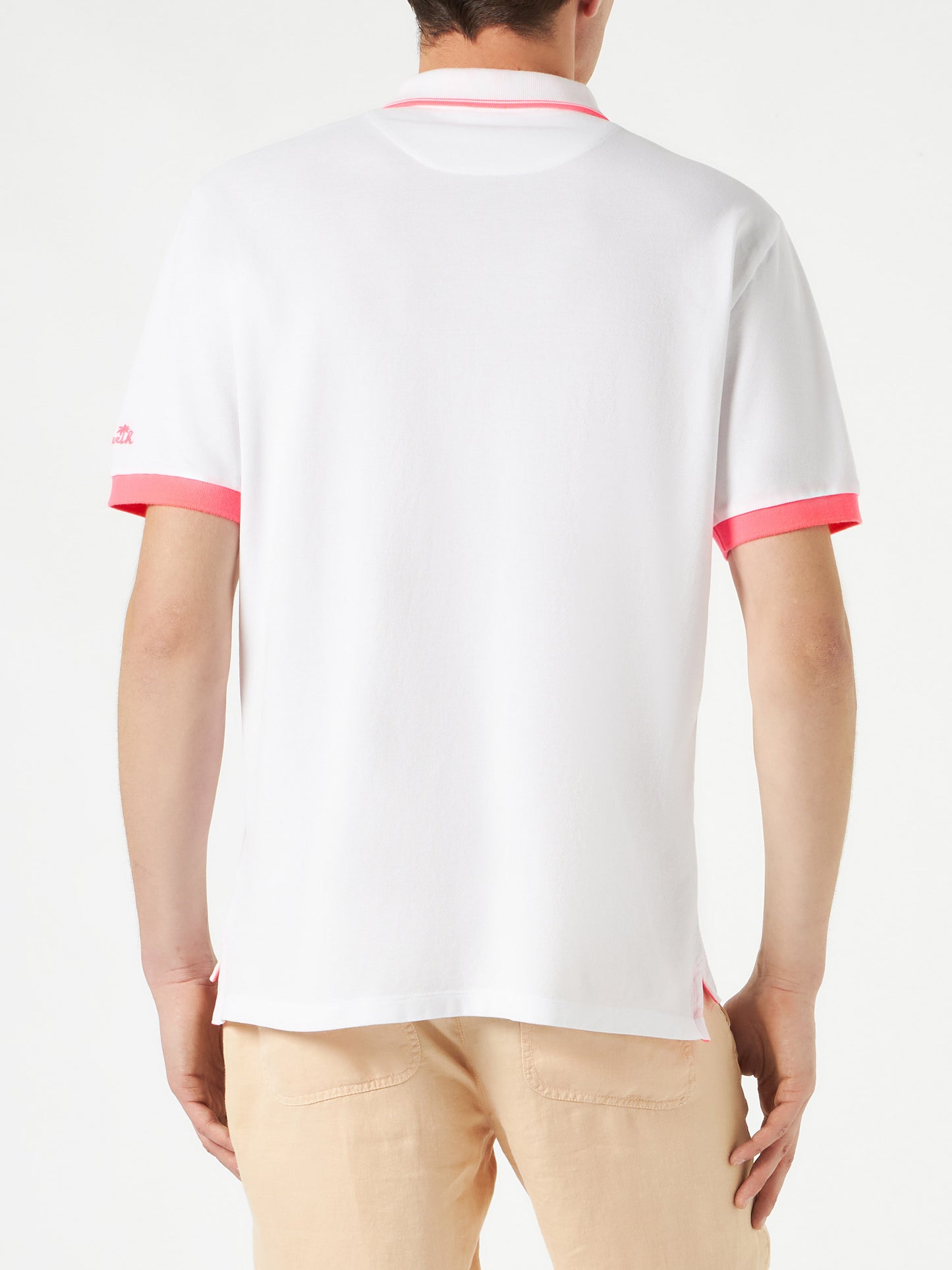 White piquet polo with palm embroidery - MC2 Saint Barth