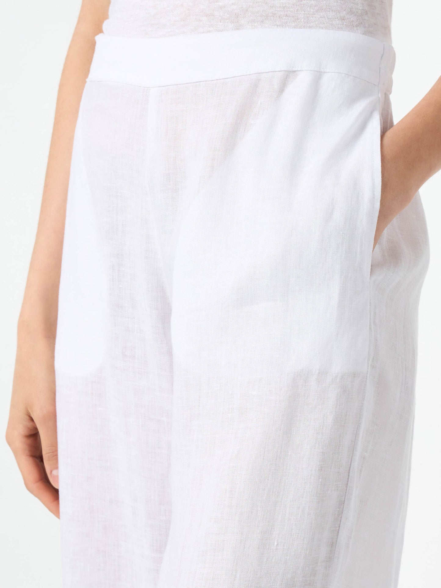 Taryn white solid color linen pants