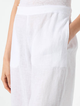 Taryn white solid color linen pants