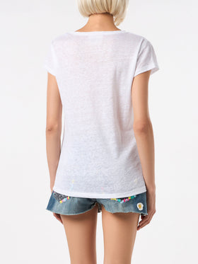 Woman white linen t-shirt - MC2 Saint Barth