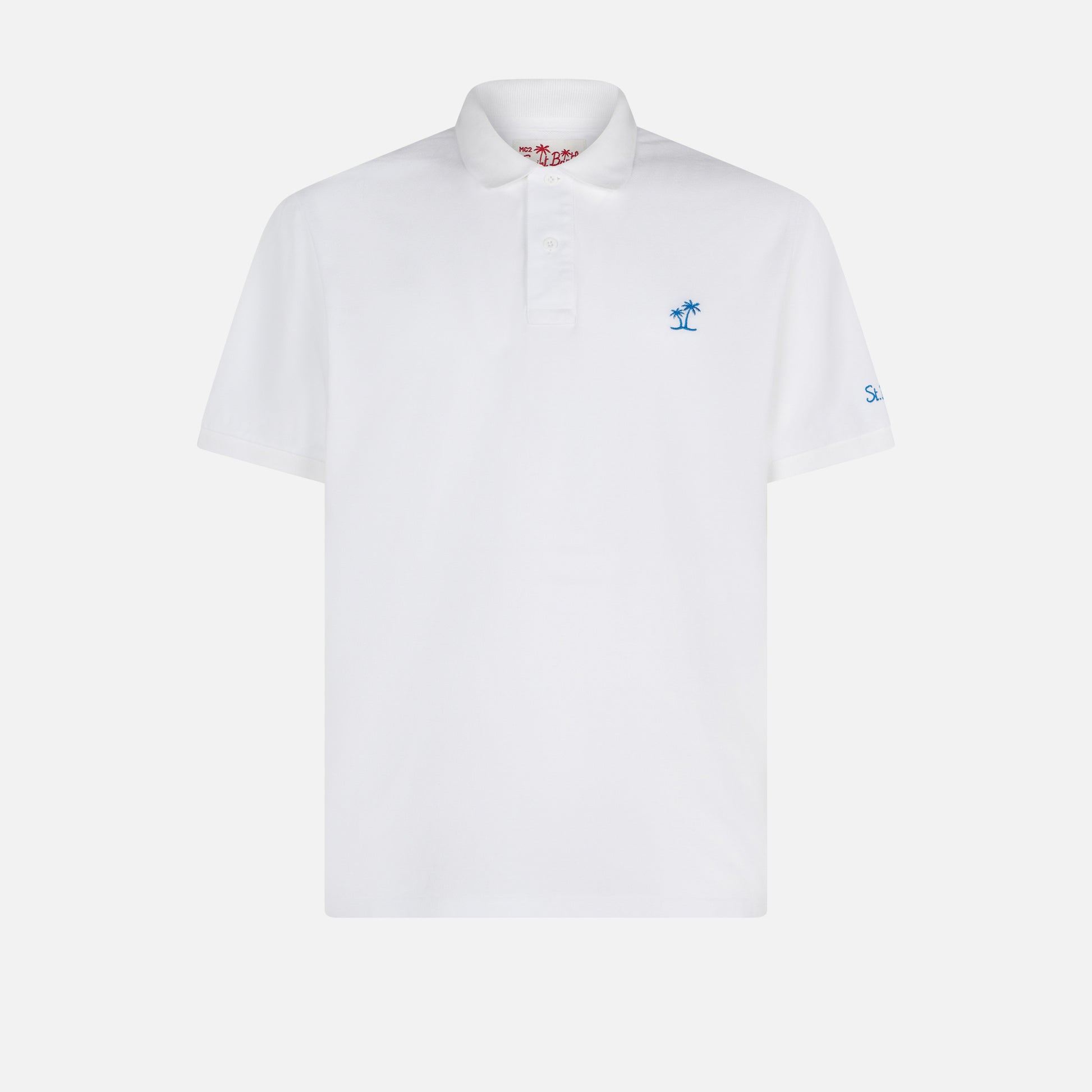White piquet polo with St. Barth logo with vintage effect - MC2 Saint Barth