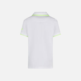 Boy white piquet polo with yellow fluo St. Barth logo - MC2 Saint Barth