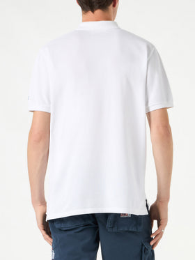 White piquet polo with St. Barth logo with vintage effect - MC2 Saint Barth