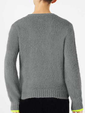 Woman grey brushed sweater with Mai una Gioia embroidery - MC2 Saint Barth