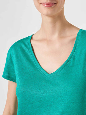 Woman green linen t-shirt - MC2 Saint Barth