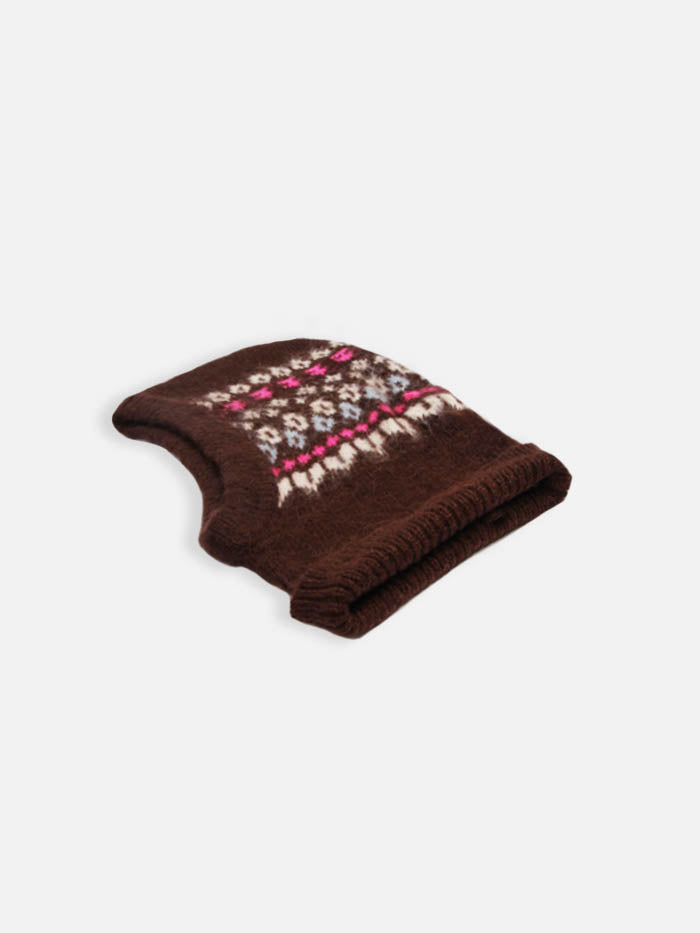 Woman ultra soft brown balaclava with Icelandic pattern - MC2 Saint Barth