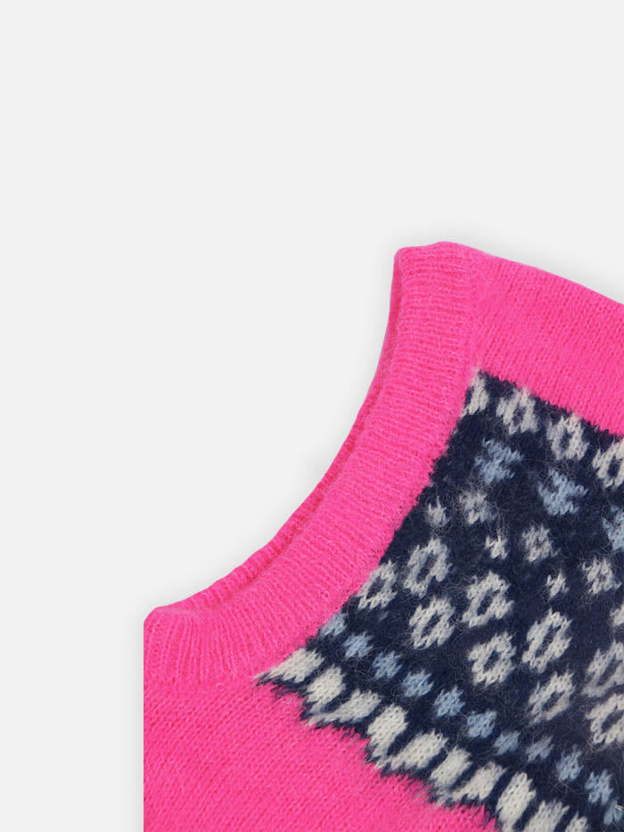 Woman ultra soft fluo pink balaclava with Icelandic pattern - MC2 Saint Barth