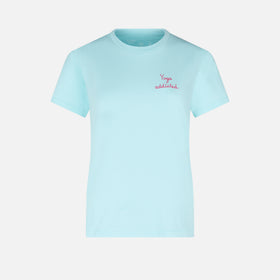 Woman cotton t-shirt with "yoga addicted" embroidered writing - MC2 Saint Barth