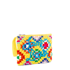 Parisienne yellow crochet pouch bag with Saint Barth embroidery - MC2 Saint Barth