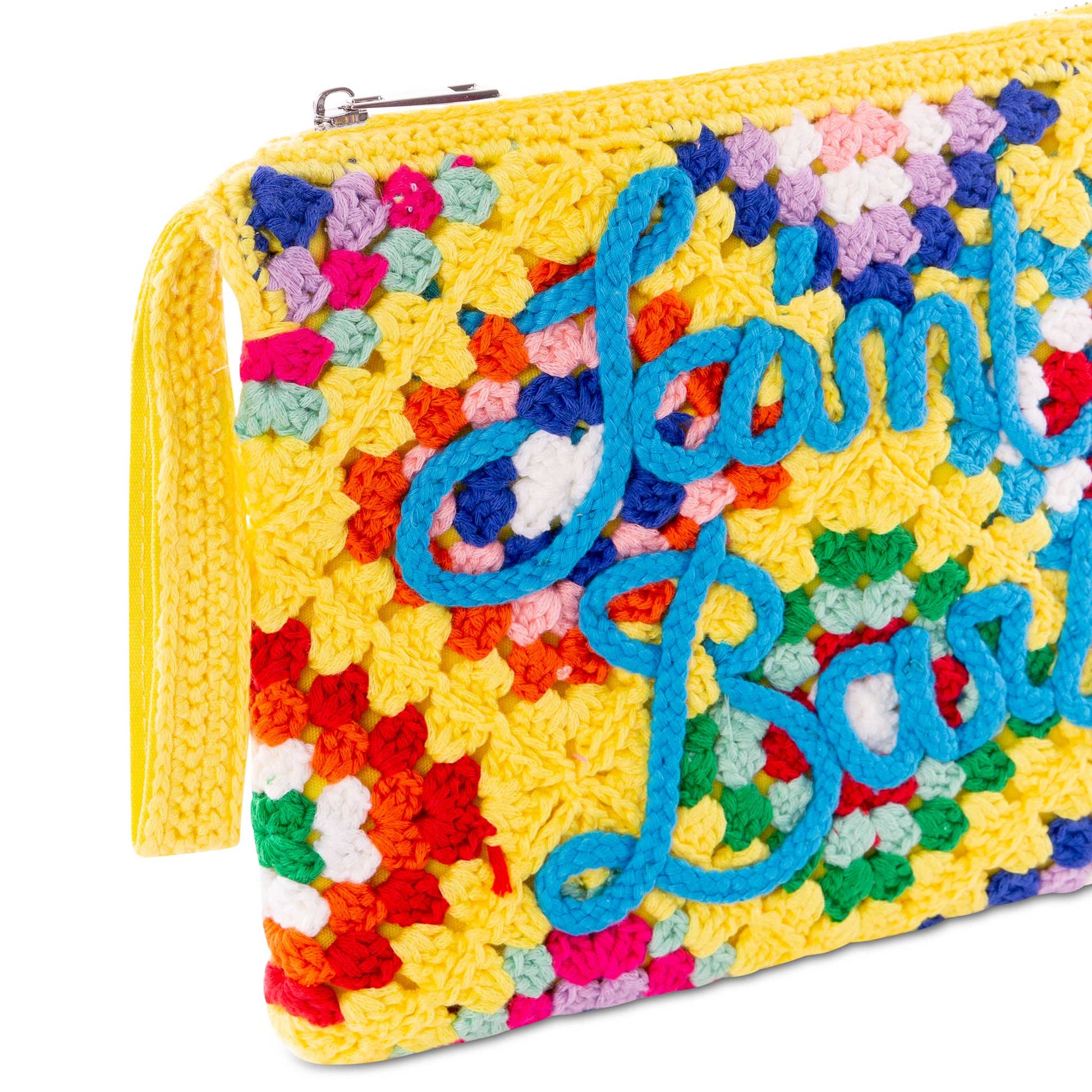 Parisienne yellow crochet pouch bag with Saint Barth embroidery - MC2 Saint Barth