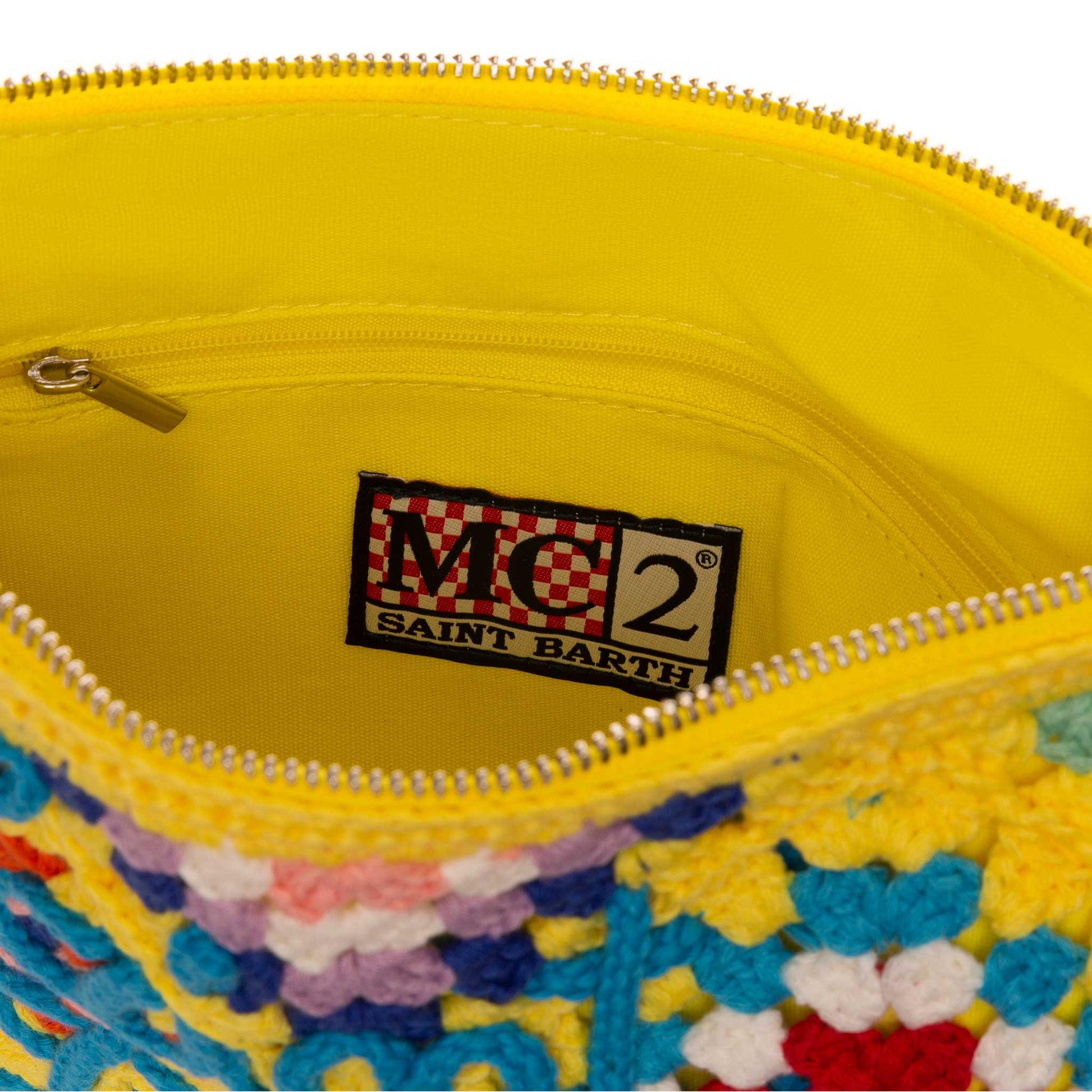 Parisienne yellow crochet pouch bag with Saint Barth embroidery - MC2 Saint Barth