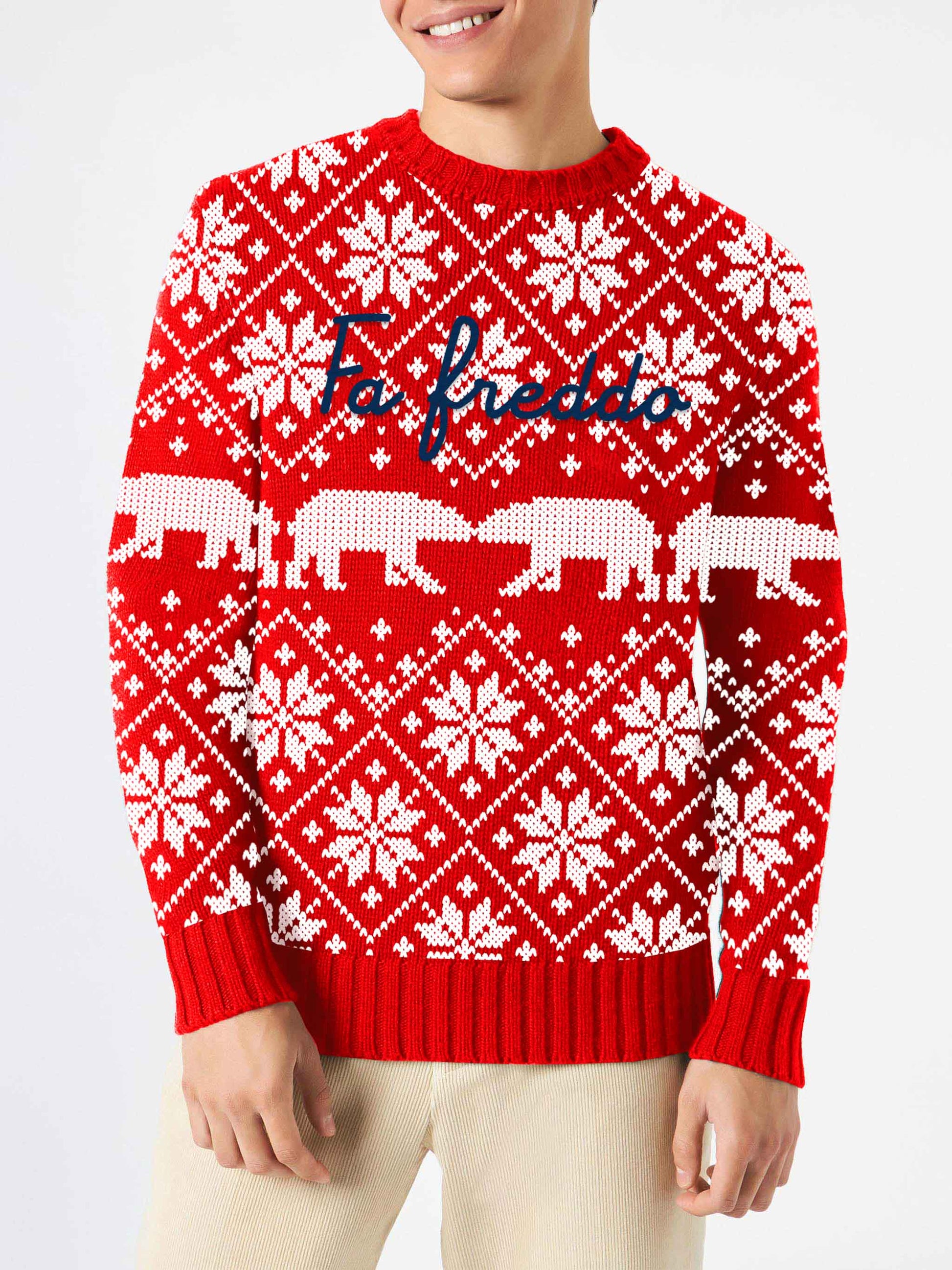 Man crewneck sweater with Fa freddo lettering - MC2 Saint Barth