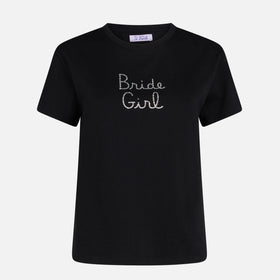 Woman cotton t-shirt with Bride Girl rhinestone embroidery - MC2 Saint Barth
