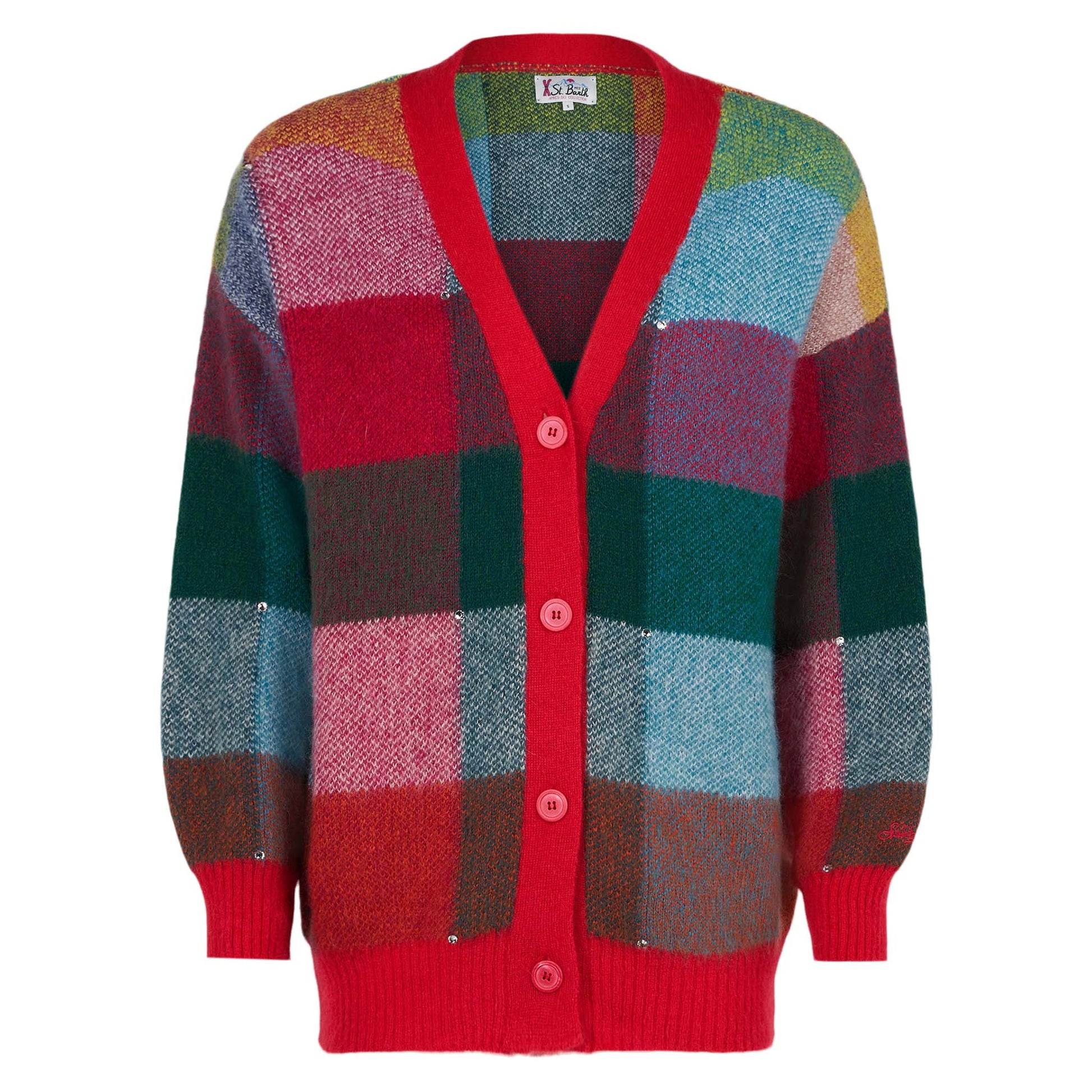 Woman brushed multicolor cardigan with rhinestones - MC2 Saint Barth
