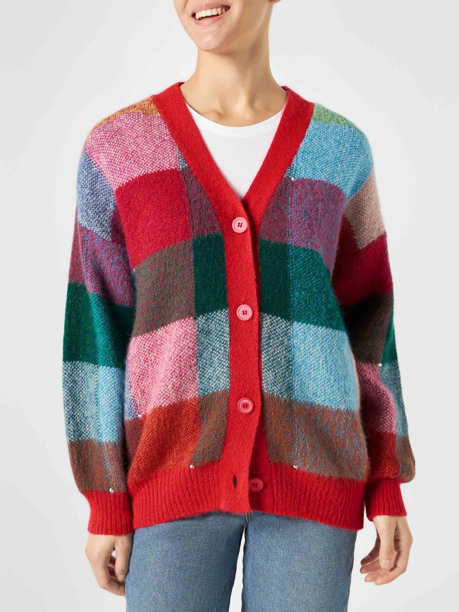 Woman brushed multicolor cardigan with rhinestones - MC2 Saint Barth