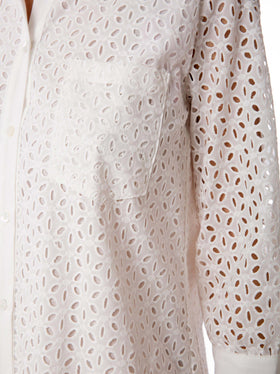 Woman white Sangallo shirt mini dress - MC2 Saint Barth