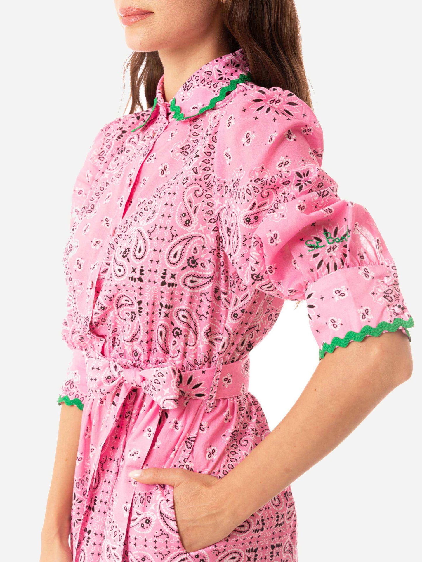 Bandanna print cotton short dress Daisi with embroideries - MC2 Saint Barth