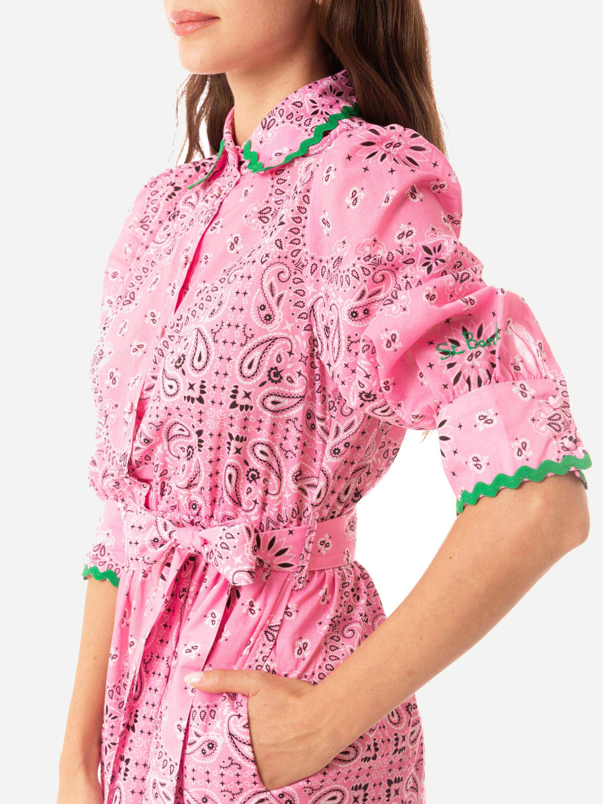 Bandanna print cotton short dress Daisi with embroideries - MC2 Saint Barth