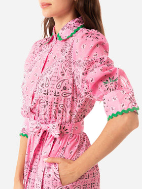 Bandanna print cotton short dress Daisi with embroideries - MC2 Saint Barth