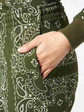Woman fleece pants with green bandanna print - MC2 Saint Barth