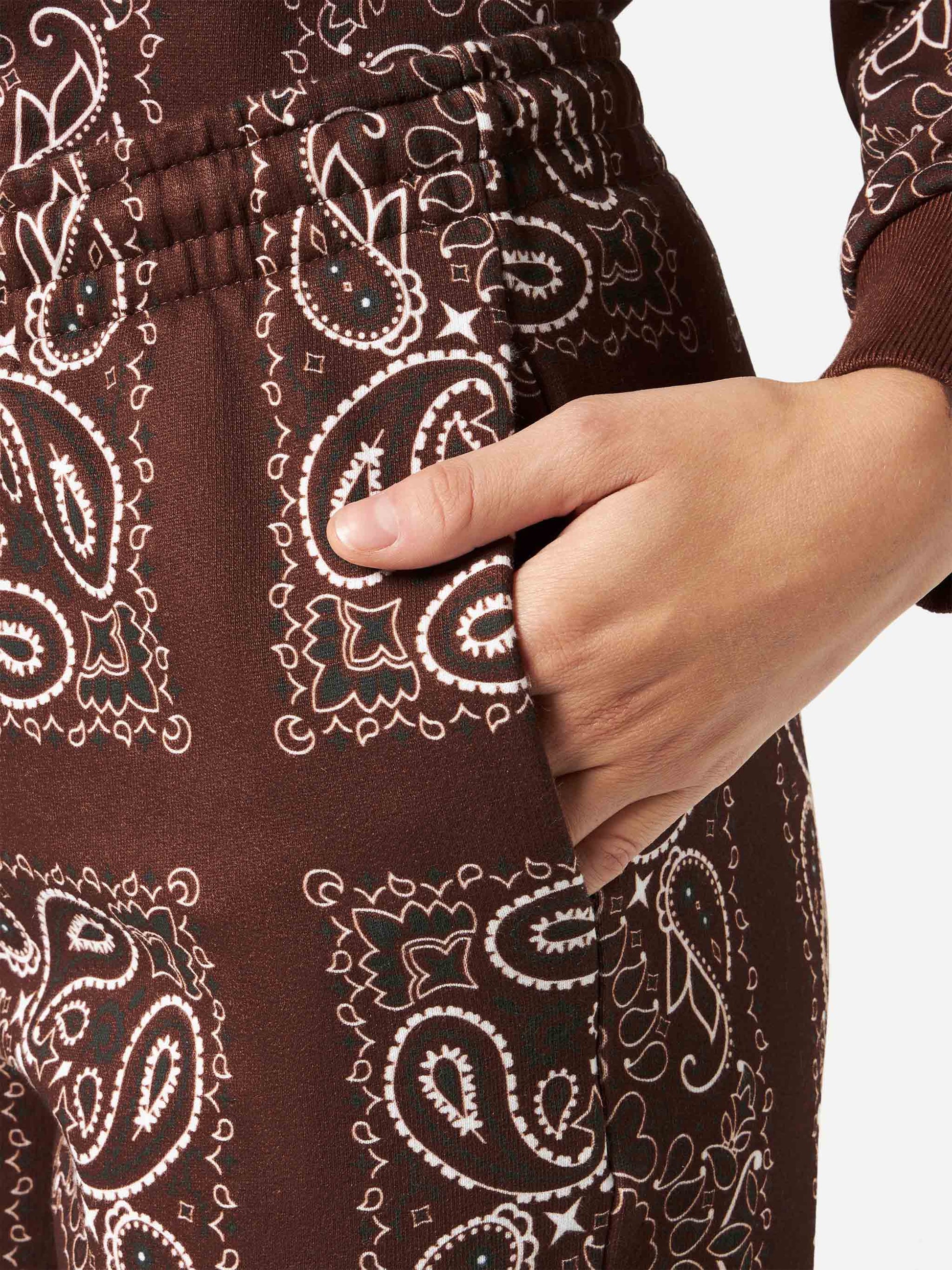 Woman fleece pants with brown bandanna print - MC2 Saint Barth