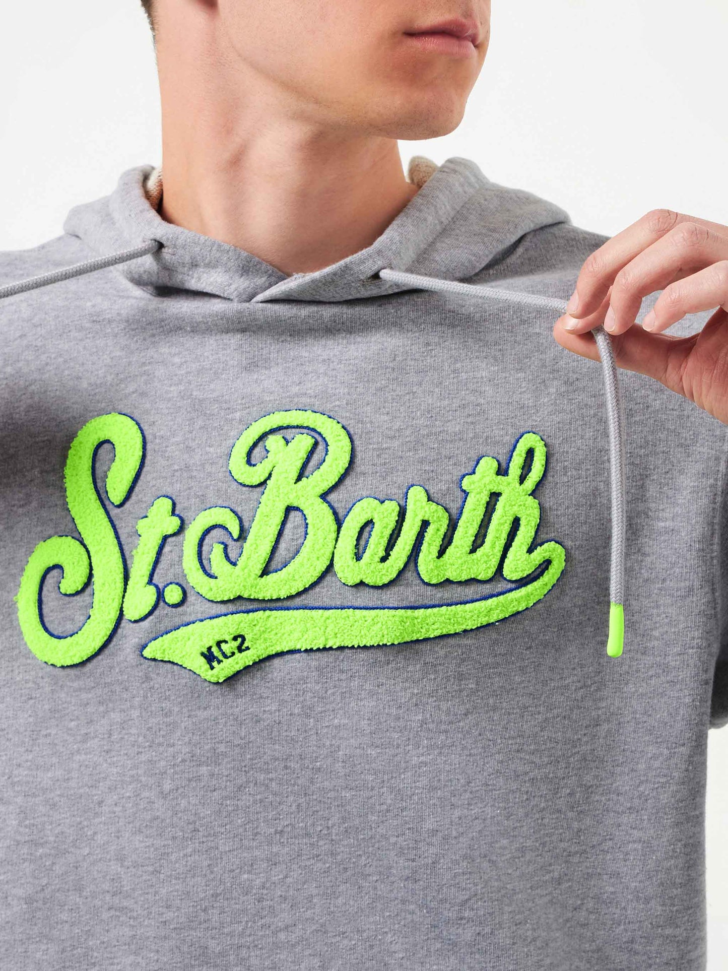 Man cotton hooded grey sweatshirt - MC2 Saint Barth
