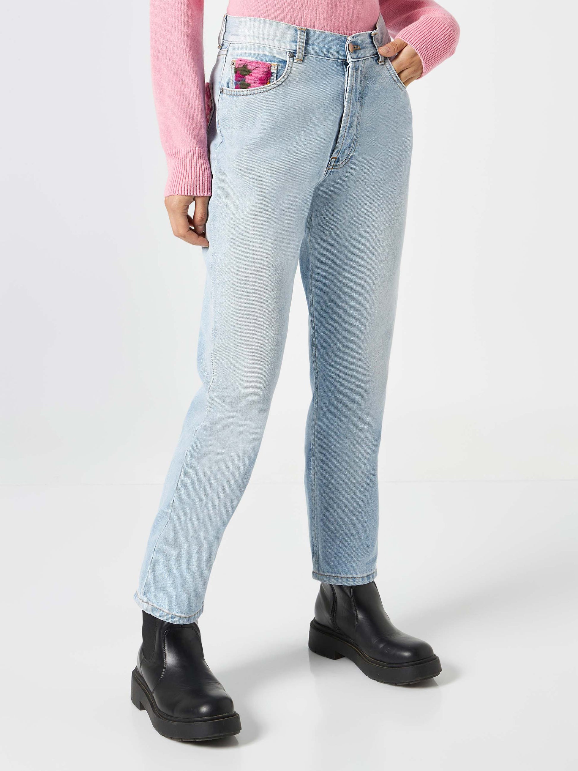 Woman jeans with pockets in crochet - MC2 Saint Barth