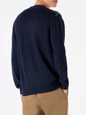 Man cashmere blend cardigan with argyle jacquard - MC2 Saint Barth