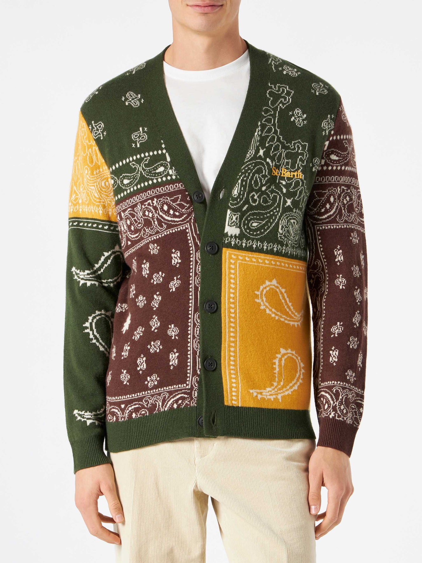 Man cardigan with bandanna print - MC2 Saint Barth