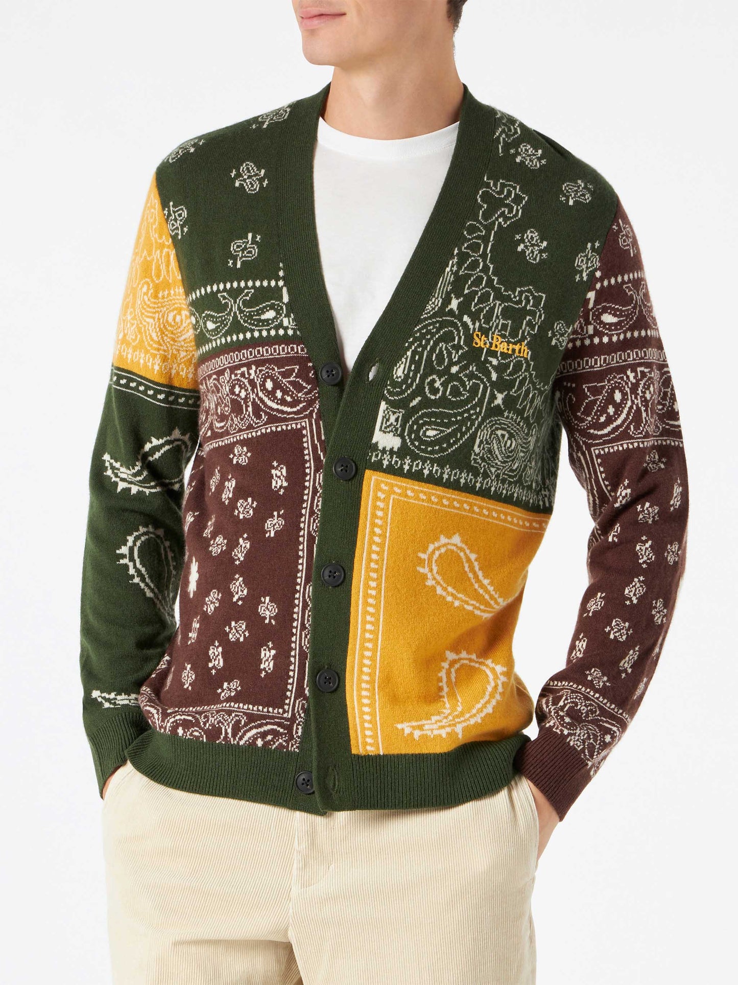 Man cardigan with bandanna print - MC2 Saint Barth