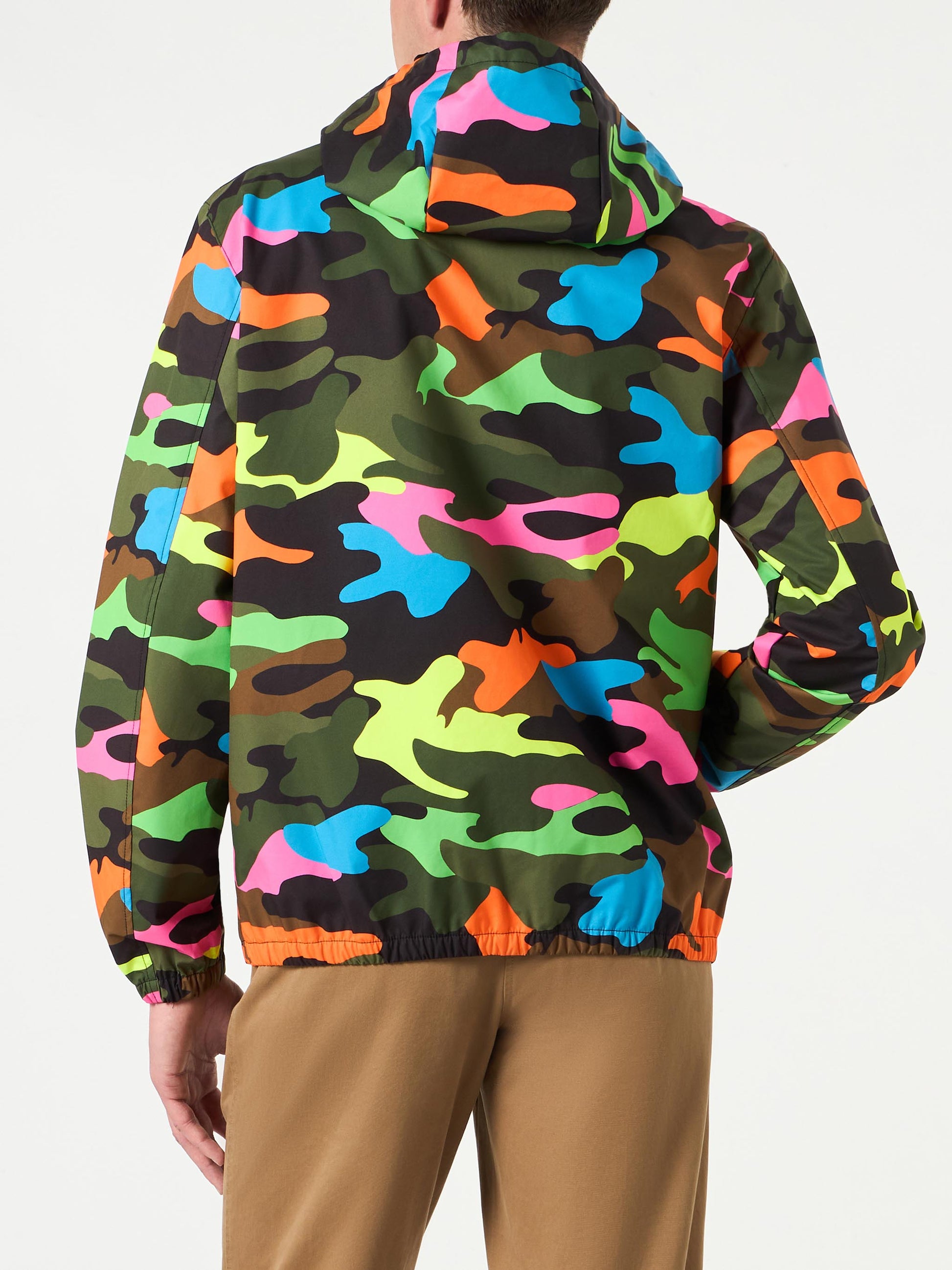 Man hooded lightweight windbreaker with camouflage print - MC2 Saint Barth