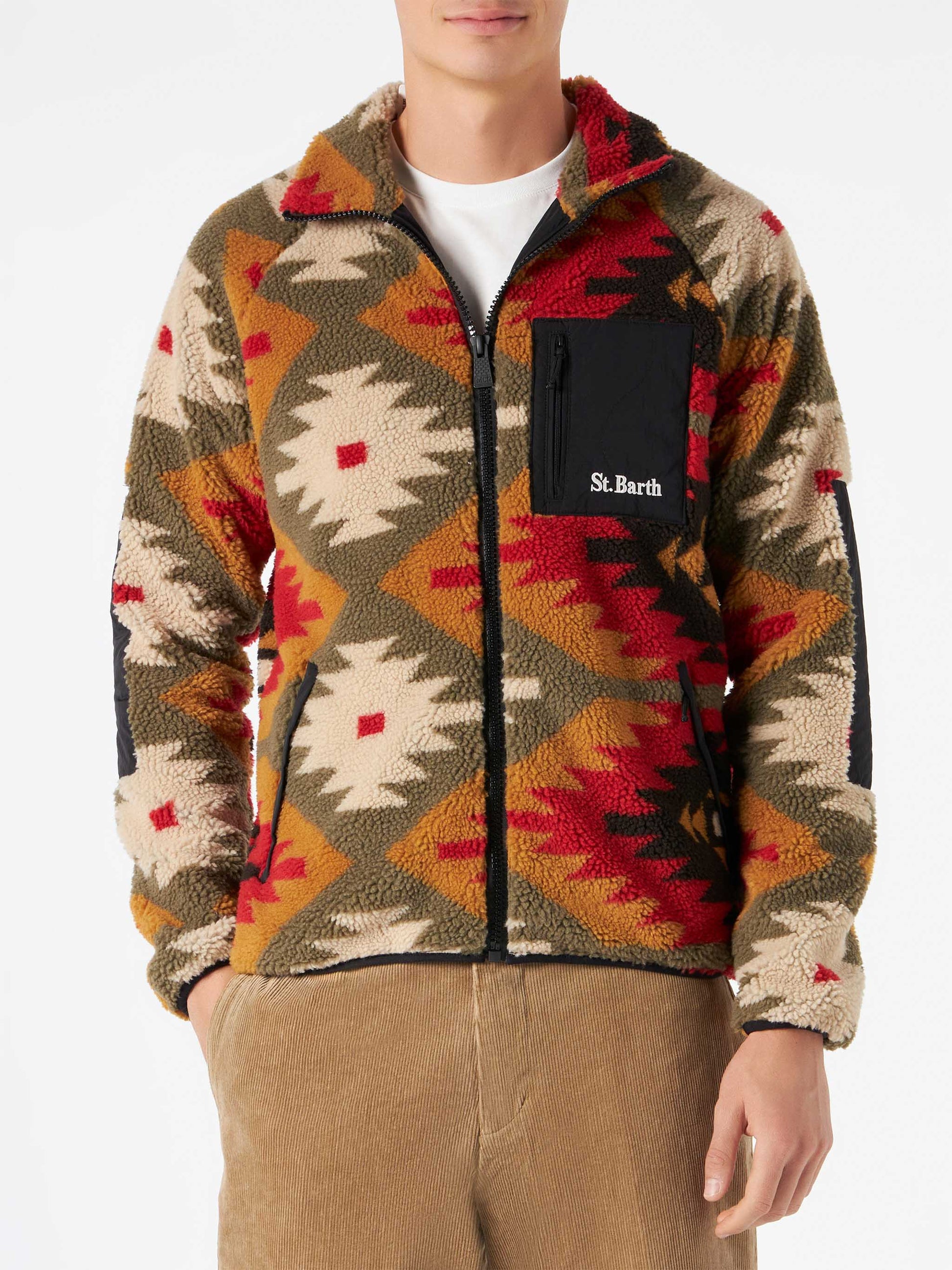 Man sherpa jacket with pattern - MC2 Saint Barth