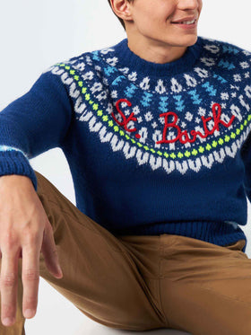 Man brushed sweater with icelandic jacquard - MC2 Saint Barth