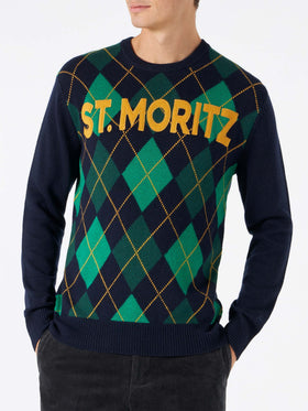 Man cashmere blend sweater with argyle jacquard - MC2 Saint Barth