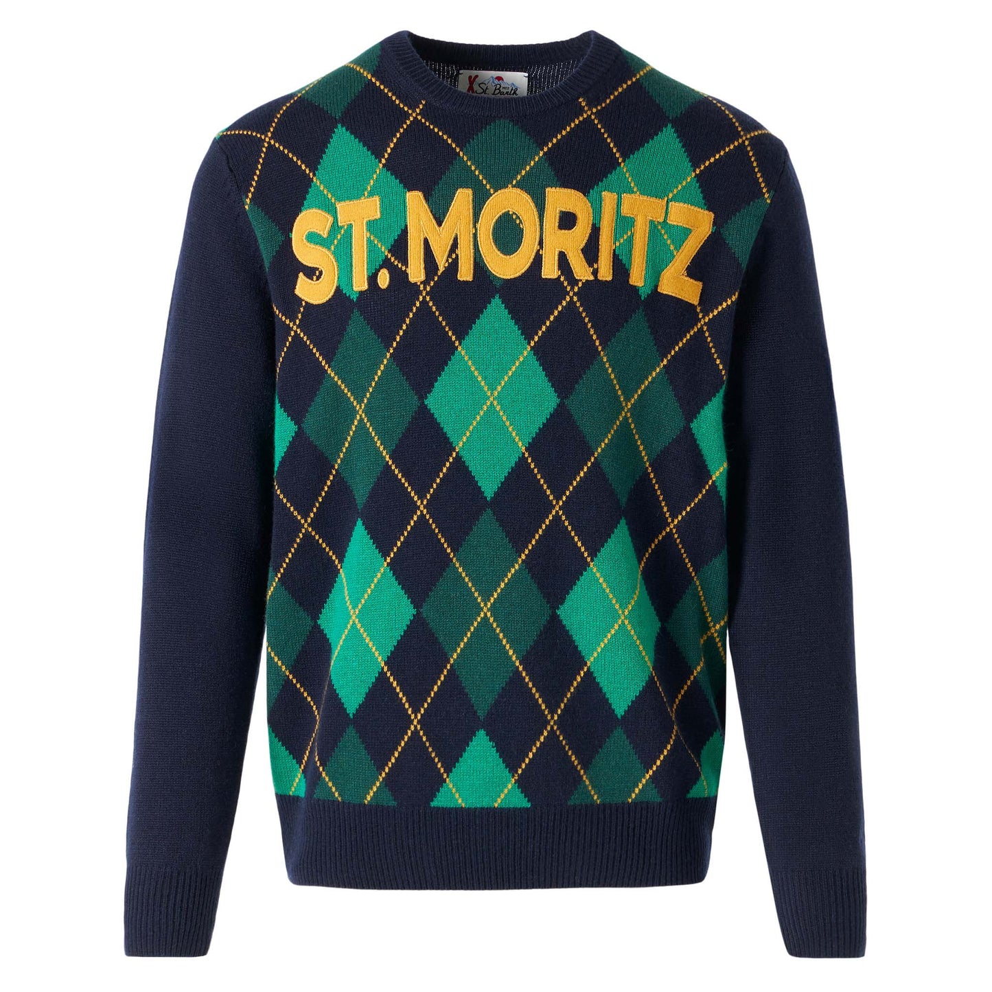 Man cashmere blend sweater with argyle jacquard - MC2 Saint Barth