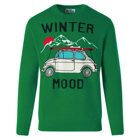 Man cashmere blend sweater with Fiat 500 jacquard | FIAT 500 SPECIAL EDITION - MC2 Saint Barth