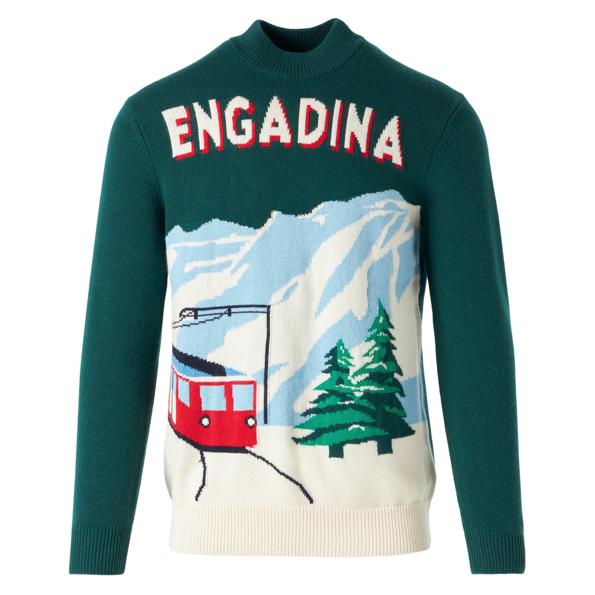 Man green sweater with knitted postcard - MC2 Saint Barth