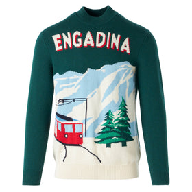 Man green sweater with knitted postcard - MC2 Saint Barth