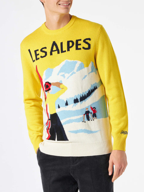 Man sweater with Les Alpes postcard - MC2 Saint Barth
