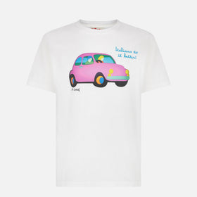 Man cotton t-shirt with Lodola Car print | MARCO LODOLA ART SPECIAL EDITION - MC2 Saint Barth