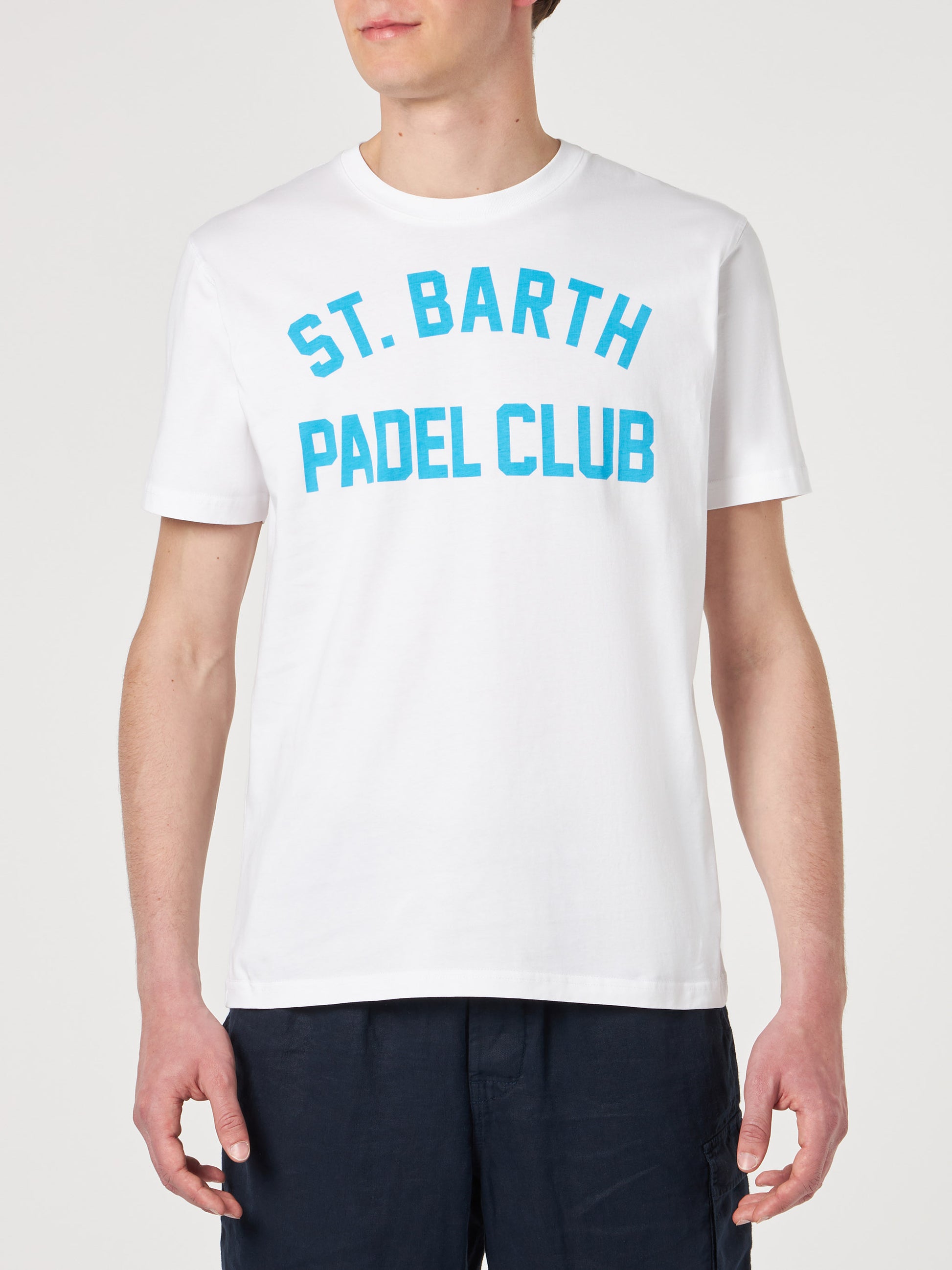 Man white cotton t-shirt with St. Barth Padel Club print - MC2 Saint Barth
